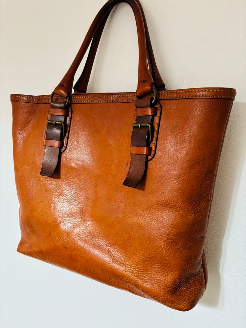 【日本製】万双 シモーネBOXトートバッグ キャメル