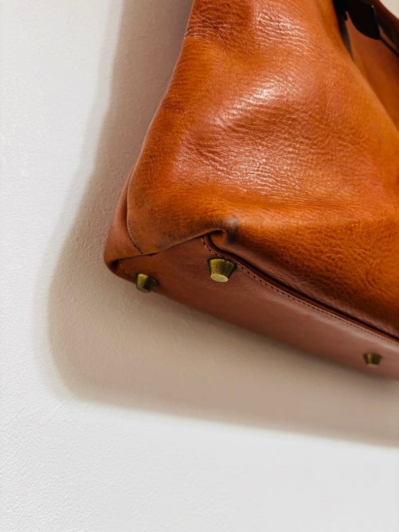 【日本製】万双 シモーネBOXトートバッグ キャメル