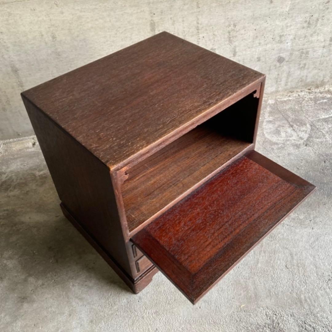 古い飾り棚 置物台 引き出し 収納 ラック チェスト キャビネット 木製 レトロ