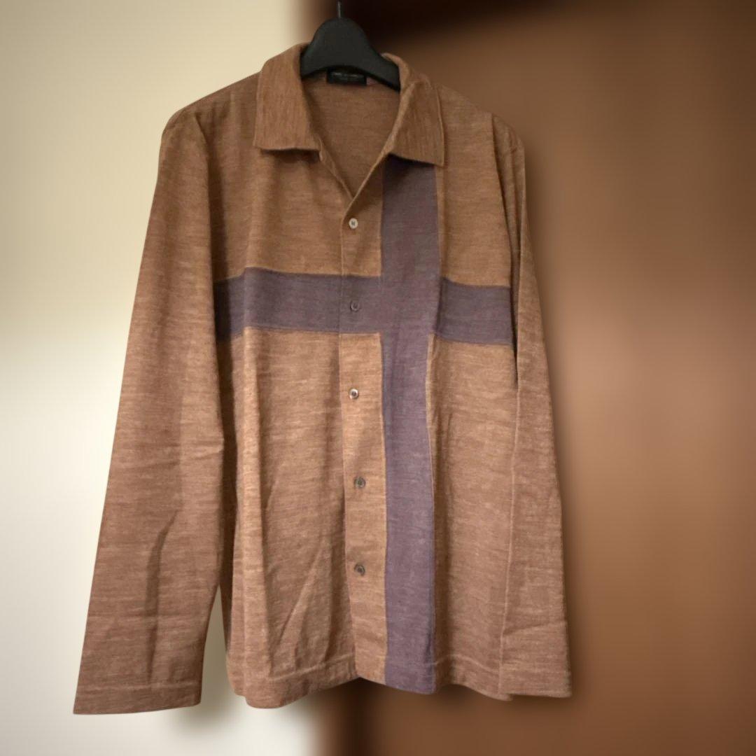 ギャルソン オム プリュス ウール 切替 シャツ ブルゾン アーカイブ ニット