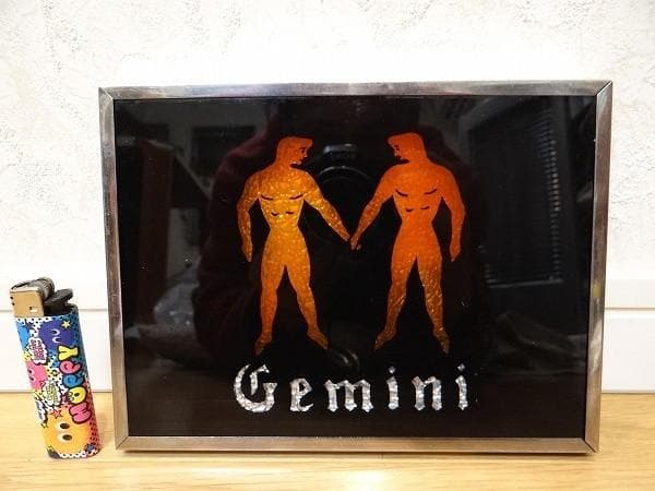 希少 ビンテージ ZODIAC Gemini 双子座 グラフィックプリントガラス
