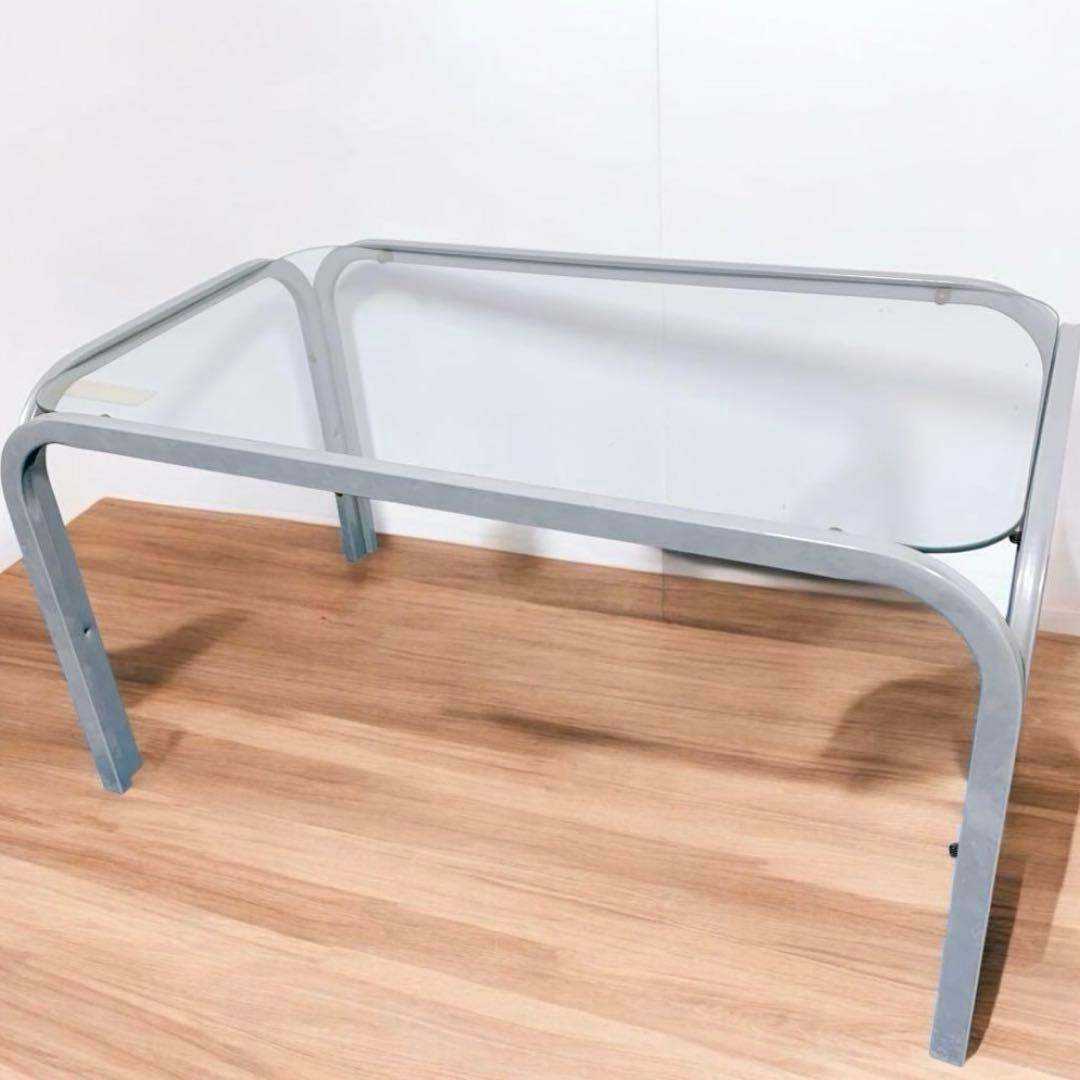 【アンティーク】昭和レトロ アイアンフレーム ガラステーブル センターテーブル