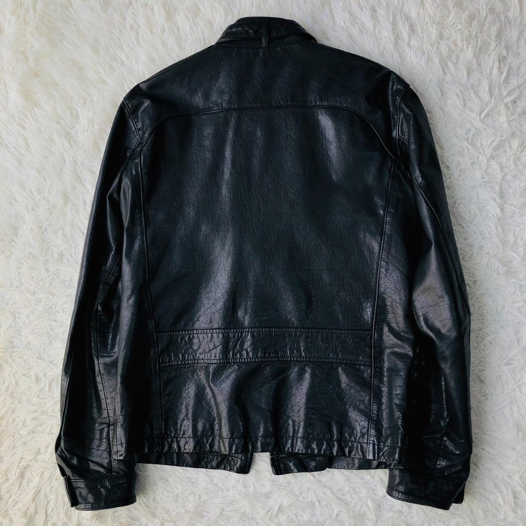 【希少】AVIREX★レザージャケット 羊革 ライダース ブラック M