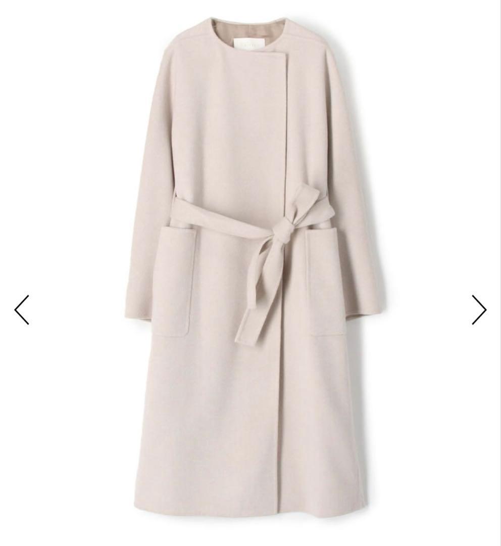 Ballsey プレミアムウールリバー ノーカラーコート ライトベージュ　34