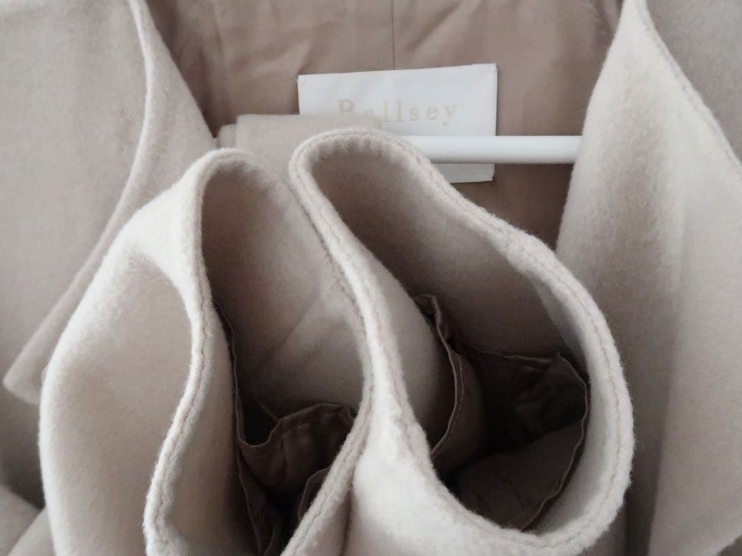 Ballsey プレミアムウールリバー ノーカラーコート ライトベージュ　34