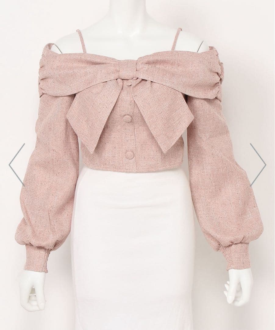 LIP SERVICE リップサービス リボンオフショルロングスリーブトップス