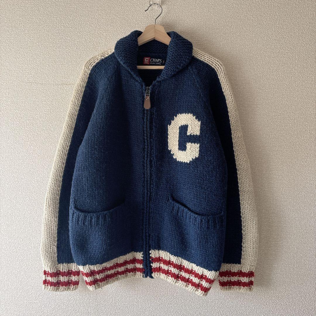 CHAPS ラルフローレン カウチンニット　ウール100% ネイビー　M