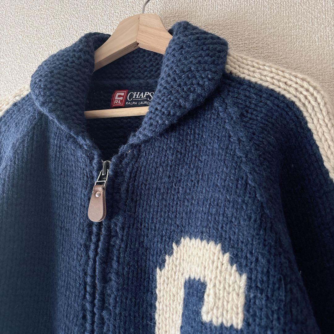 CHAPS ラルフローレン カウチンニット　ウール100% ネイビー　M