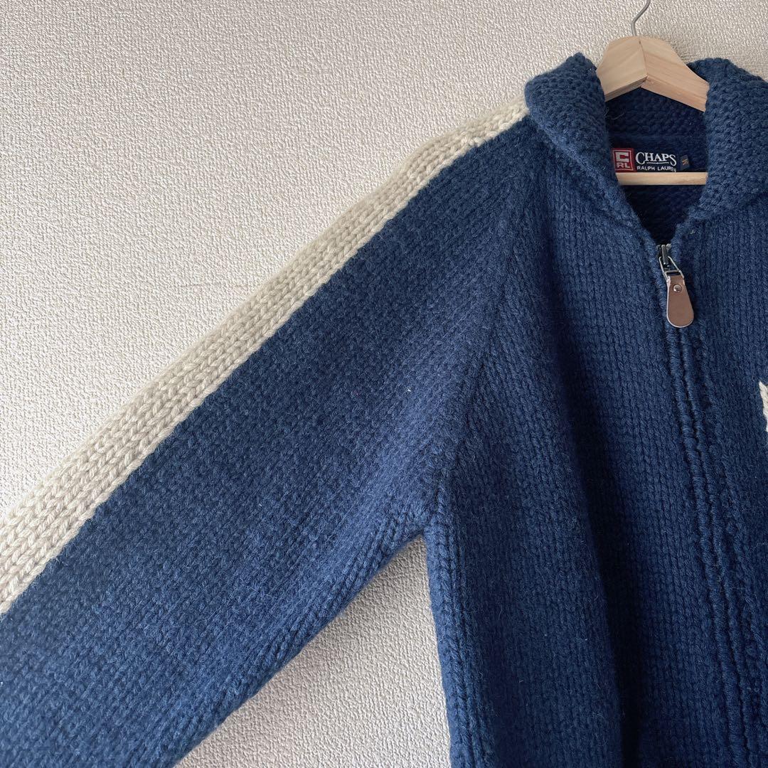 CHAPS ラルフローレン カウチンニット　ウール100% ネイビー　M