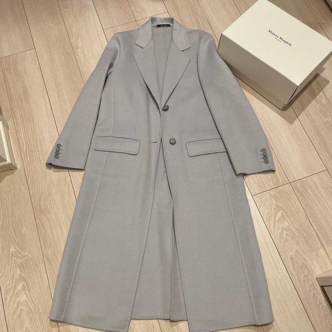 新品同様Maison Margiela アイスグレー アンゴラ混ロングコート