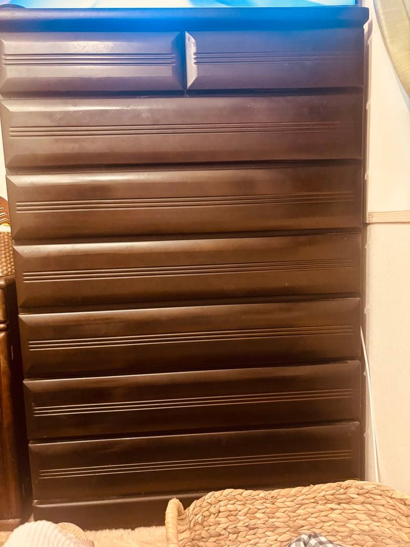 ダークブラウン木製チェスト 6引き出し　カリモク家具