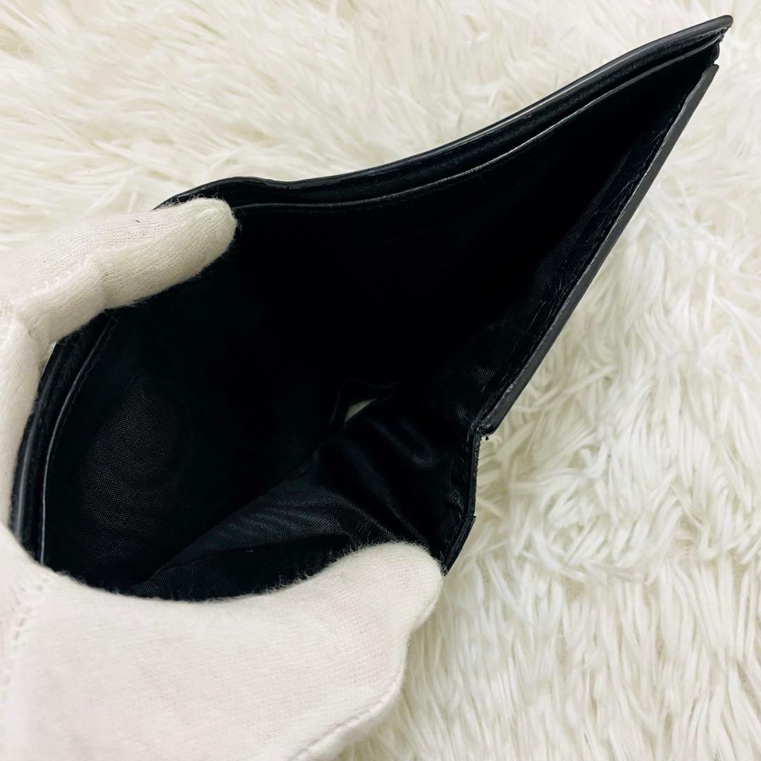 極美✨サンローラン 二つ折り財布 オールブラック レザー クロコ