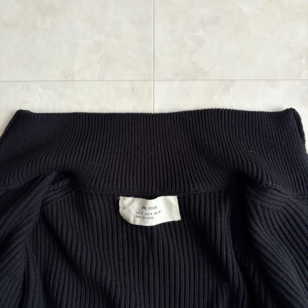 ZARA ORIGINS ジップアップカーディガン黒 M ドライバーズニット