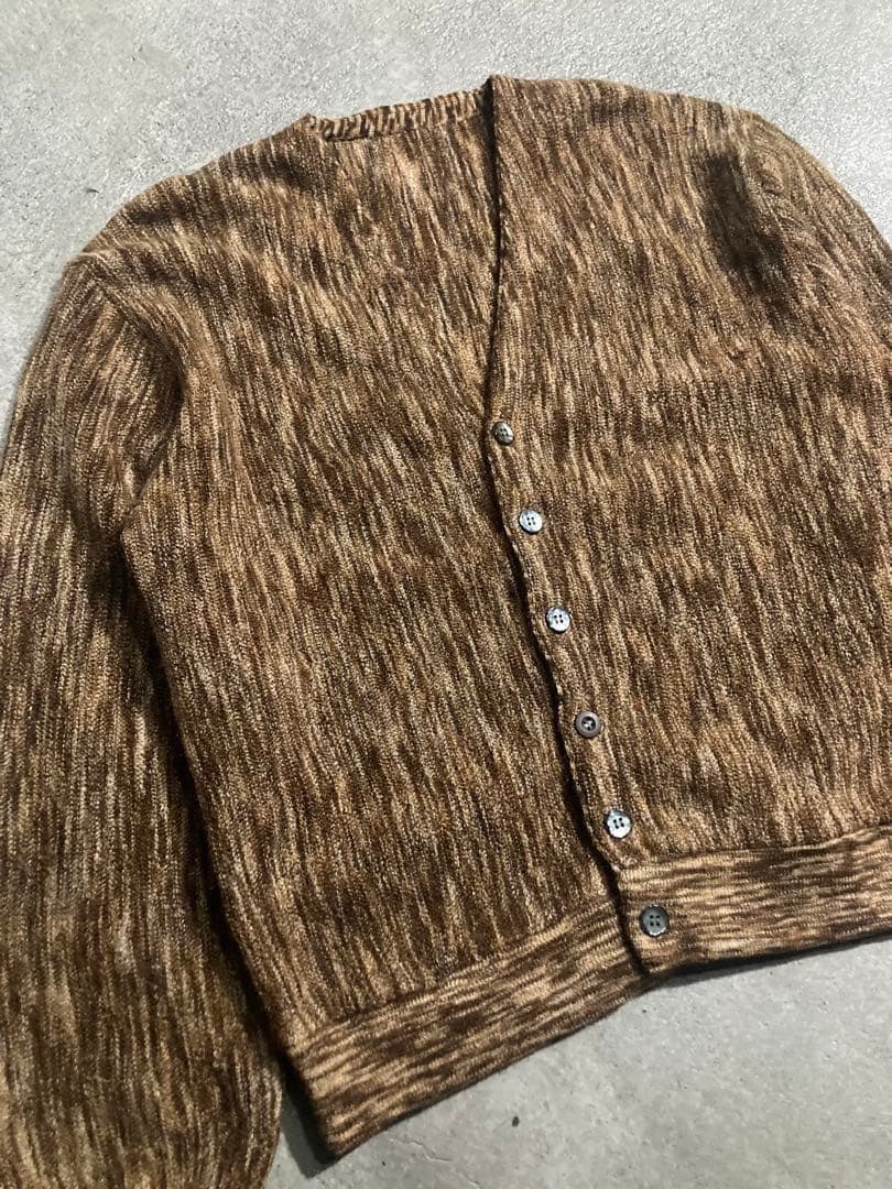 希少60's アルパカ　モヘアカーディガン　ブラウン　ミックスカラー　グランジ