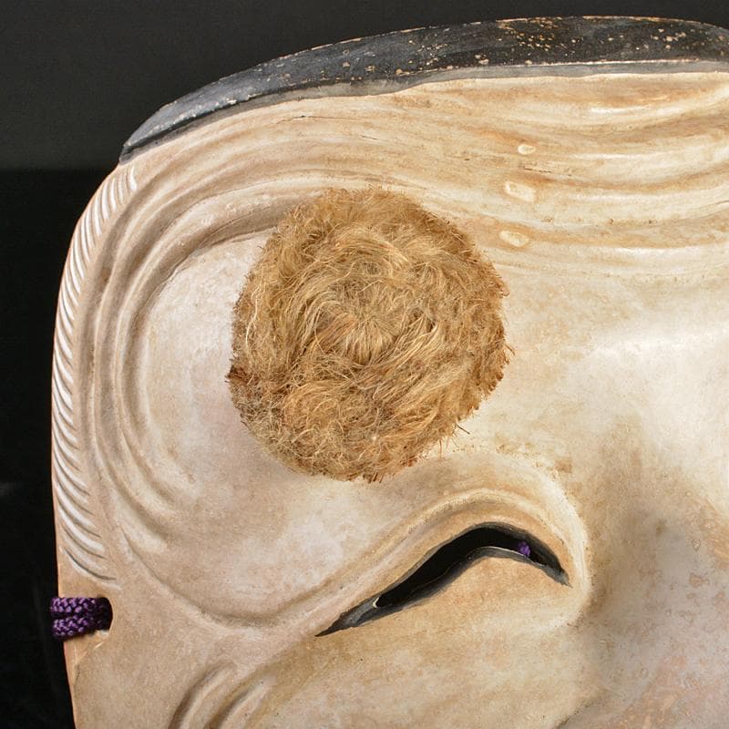 能面師　中島仙雲作　能面　木彫　翁　面袋付　共箱　M　R6724