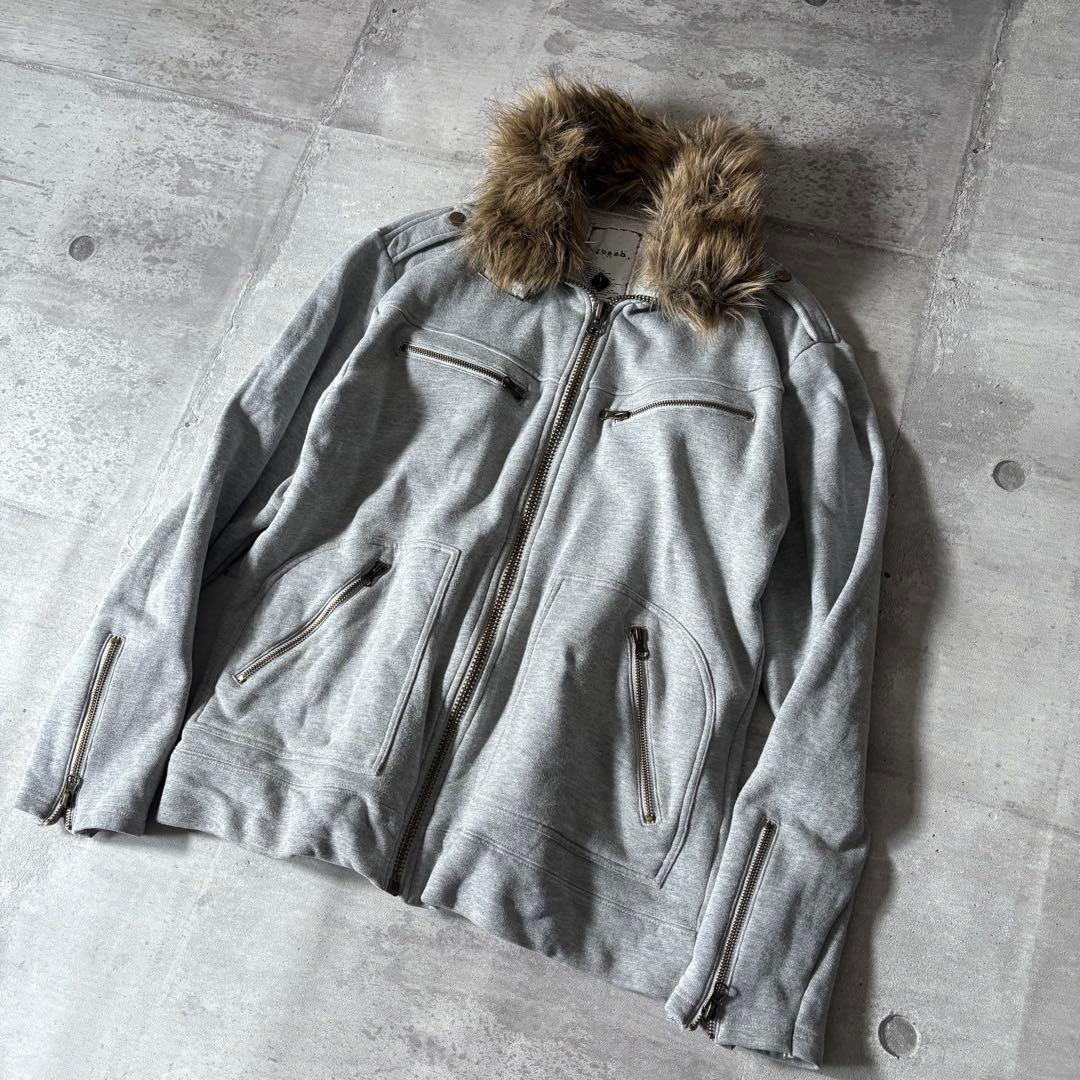 ジャケット・アウター 00s archive far sweat riders jacket y2k