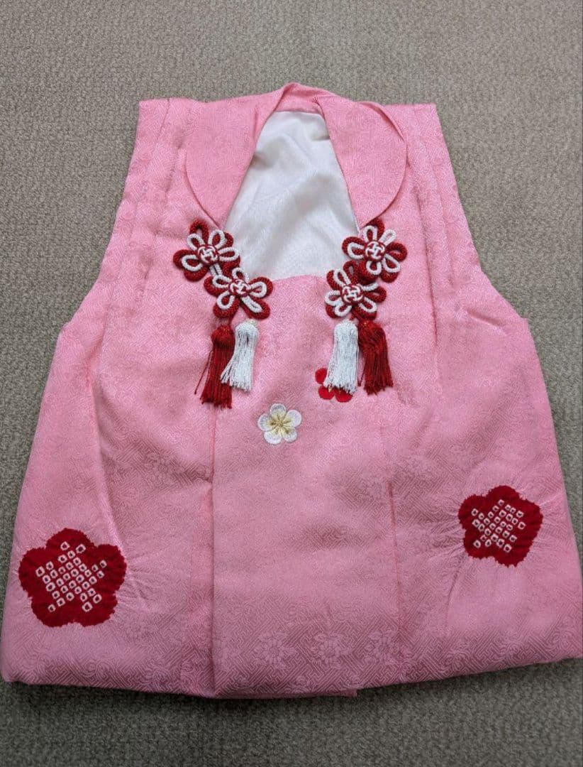 掘り出し物　新品　被布単品　絞り刺繍　ピンク