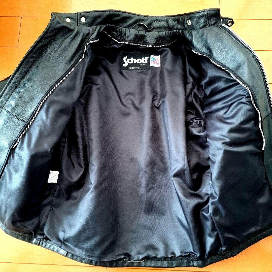 ほぼ未使用　SCHOTT　641　ショット シングル　極厚革です　38　USA製