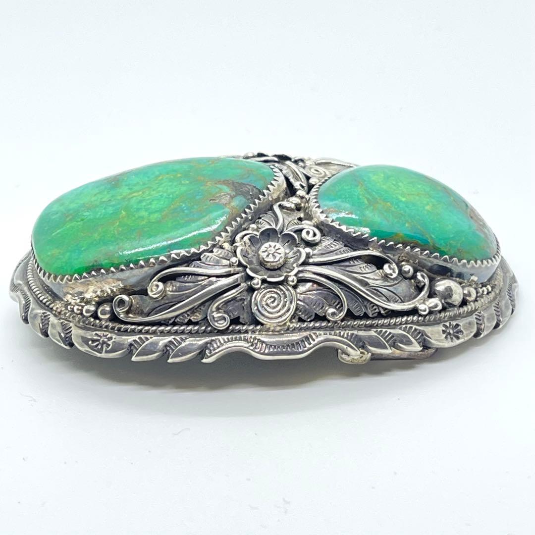 なな ●NAVAJO・ナバホ族●グリーンターコイズ2石●アンティーク●シル