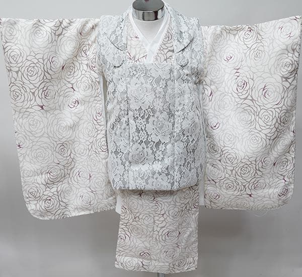 七五三 三歳 女児 被布コート 着物 長襦袢 3点セット アイボリー 祝着