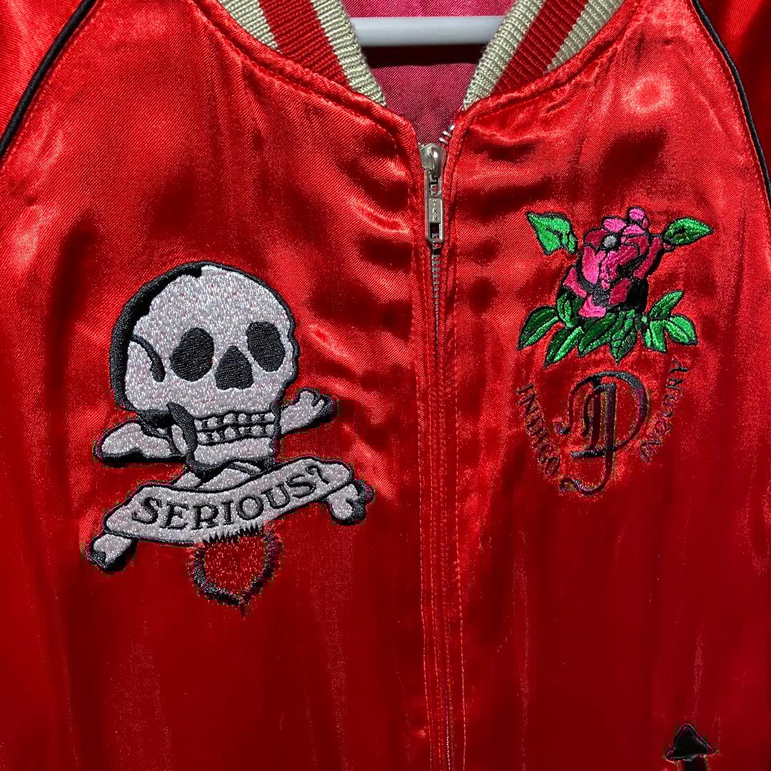 ドゥニームDENIME SHINS期 スカジャン 髑髏 刺繍サテン42