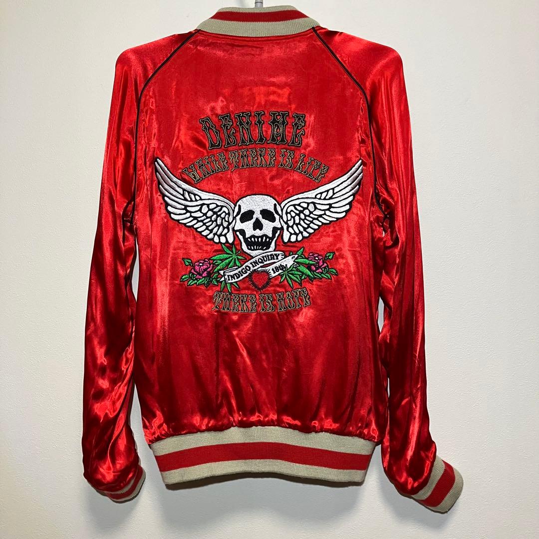 ドゥニームDENIME SHINS期 スカジャン 髑髏 刺繍サテン42