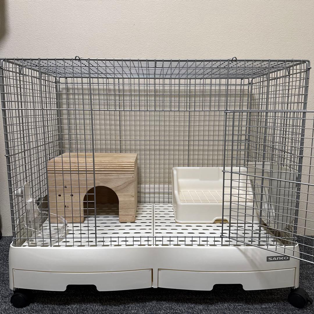 うさぎ小屋SANKO イージーホーム80 ローメッシュ WH＋専用備品