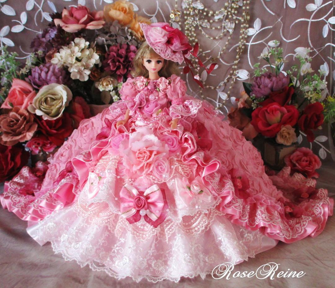 kページ ベルサイユの薔薇 ローズピンクの高級ロココ調ロングトレーンドレス