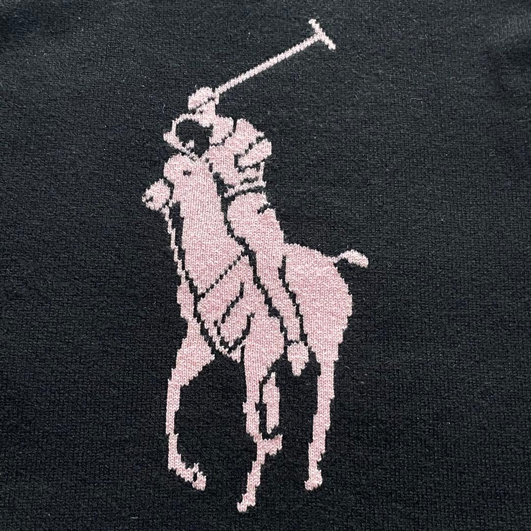 極美品✨ラルフローレン 黒タグ カシミヤ100% ビッグポニー ニット M 黒