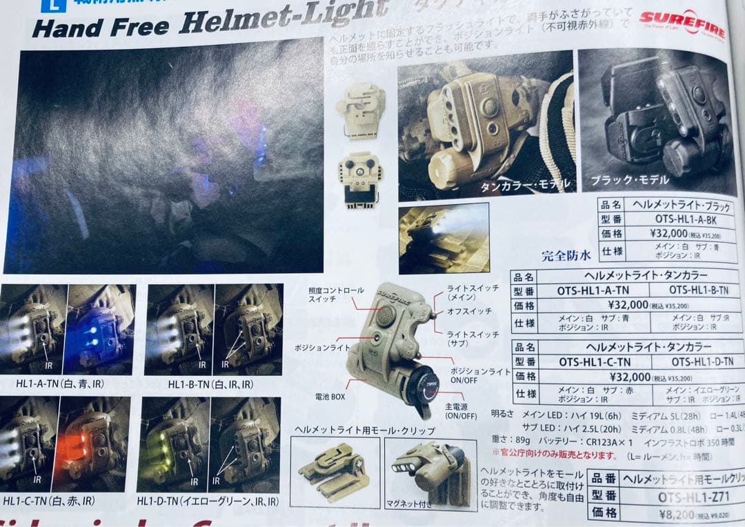 ひ*ー様 SureFire HL1-A-TN LED ヘルメットライト 米軍放出
