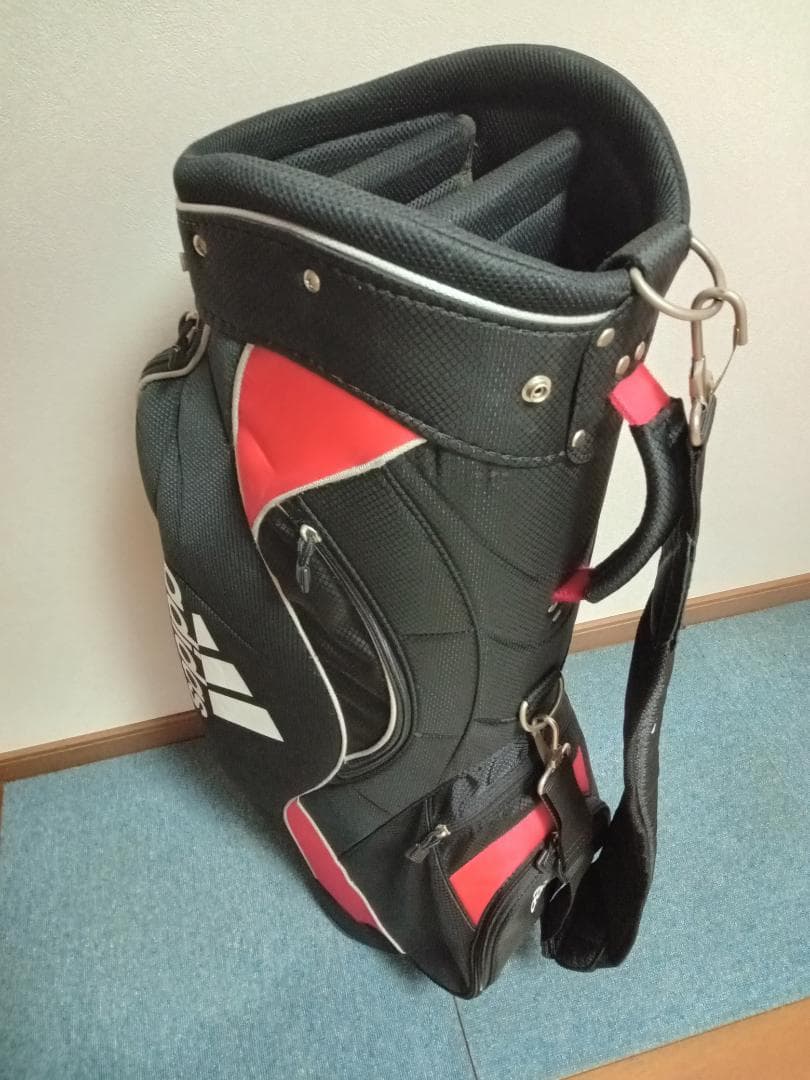 ★美品★adidas★アディダス★軽量ナイロン★キャディバッグ★9型★黒/赤★