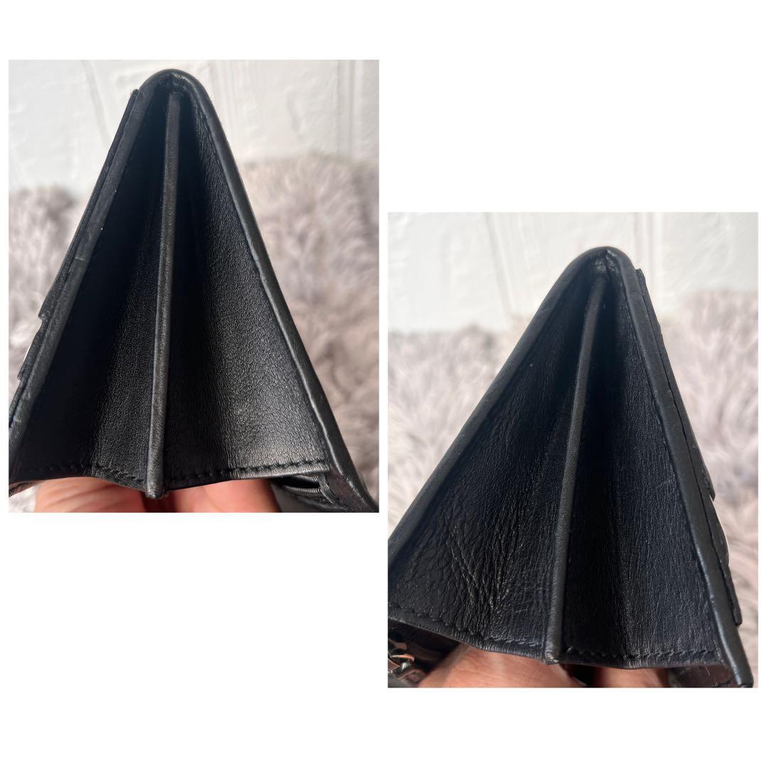 美品✨GUCCI シマ　ロゴプレート　ブラック　メンズ　レザー　長財布