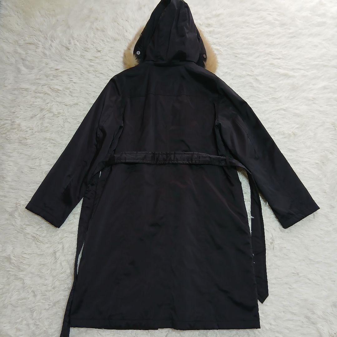 【BURBERRY】フードノバチェック　ベルト付　ロングコート　大きいサイズ46