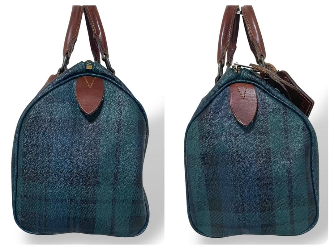 美品 ポロラルフローレン ハンドバッグ ミニボストン グリーン チェック