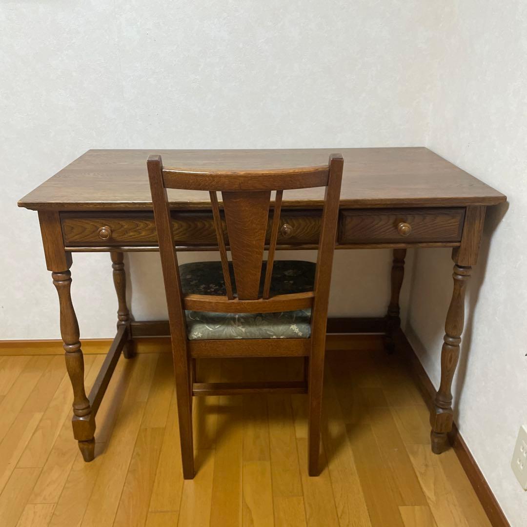 【美品】葉山ガーデン 葉山家具 クラシック ナラ材 一枚板 学習机 デスク104