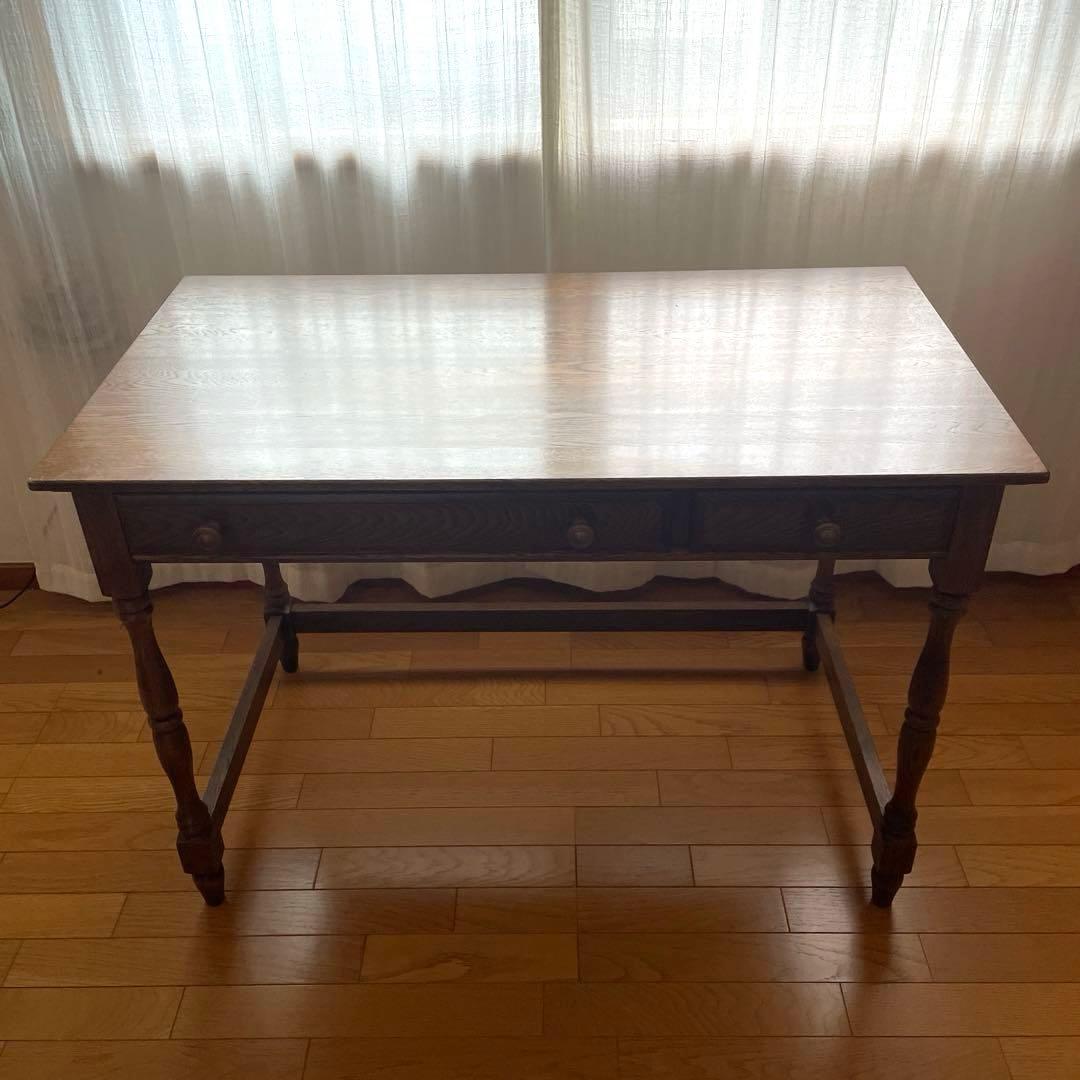 【美品】葉山ガーデン 葉山家具 クラシック ナラ材 一枚板 学習机 デスク104