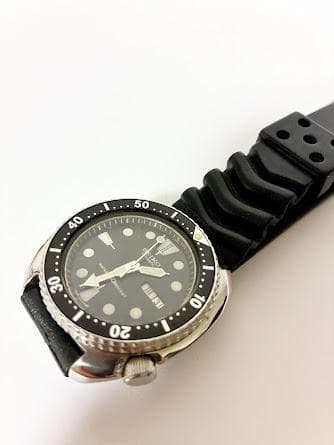 SEIKO ダイバーズウォッチ ブラック ラバーベルト 6309-7040 不動