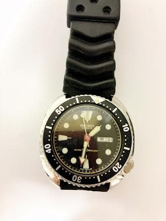 SEIKO ダイバーズウォッチ ブラック ラバーベルト 6309-7040 不動