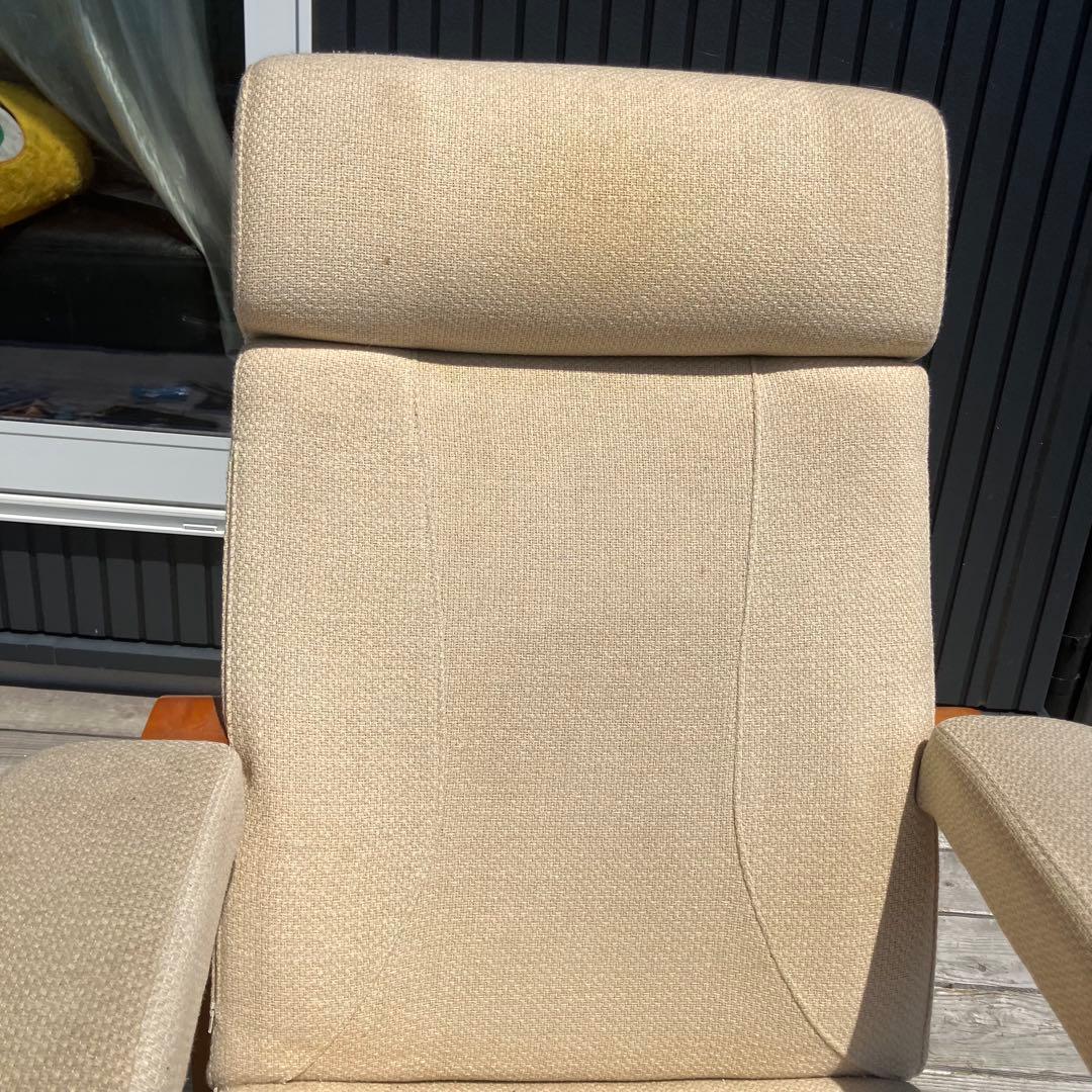 北欧レトロ 木製フレーム アームチェア 一人掛けソファ ロビーチェアファブリック