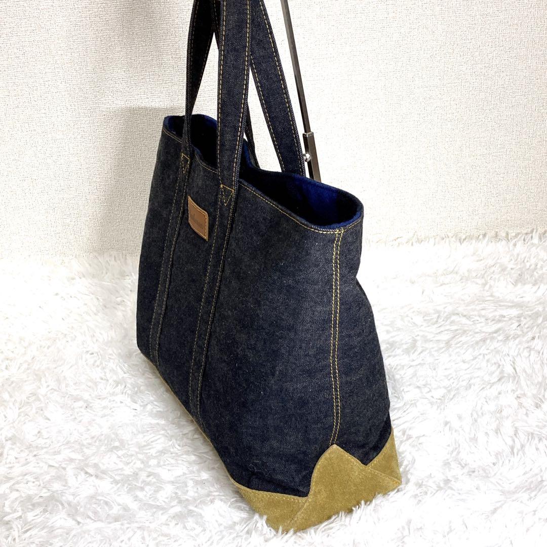 【極美品】クッシュマン リバーシブル デニム チェック トートバッグ ラージ