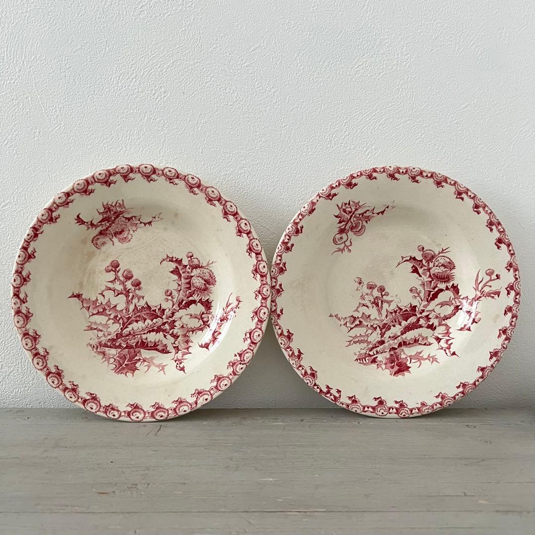 再値下げ❗️フランスアンティークプレート ジアン 2枚set スーププレート