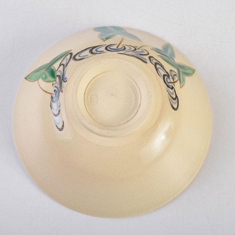 茶道具　京焼　宮川一三造　色絵　おもだか（沢瀉）茶碗　共箱　C　9269