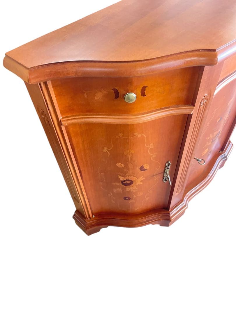 HR563 イタリア 象嵌細工 コンソールキャビネット 鍵3本付 サイドボード