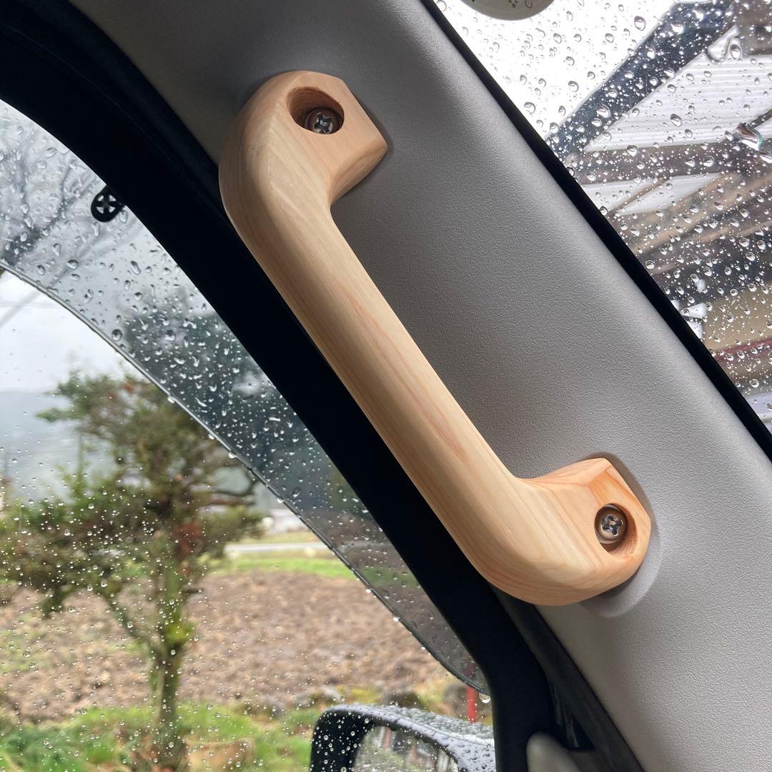 専用　アシストグリップ(aピラー)×2個＋ラワン無垢板サイドテーブル　エブリィ用