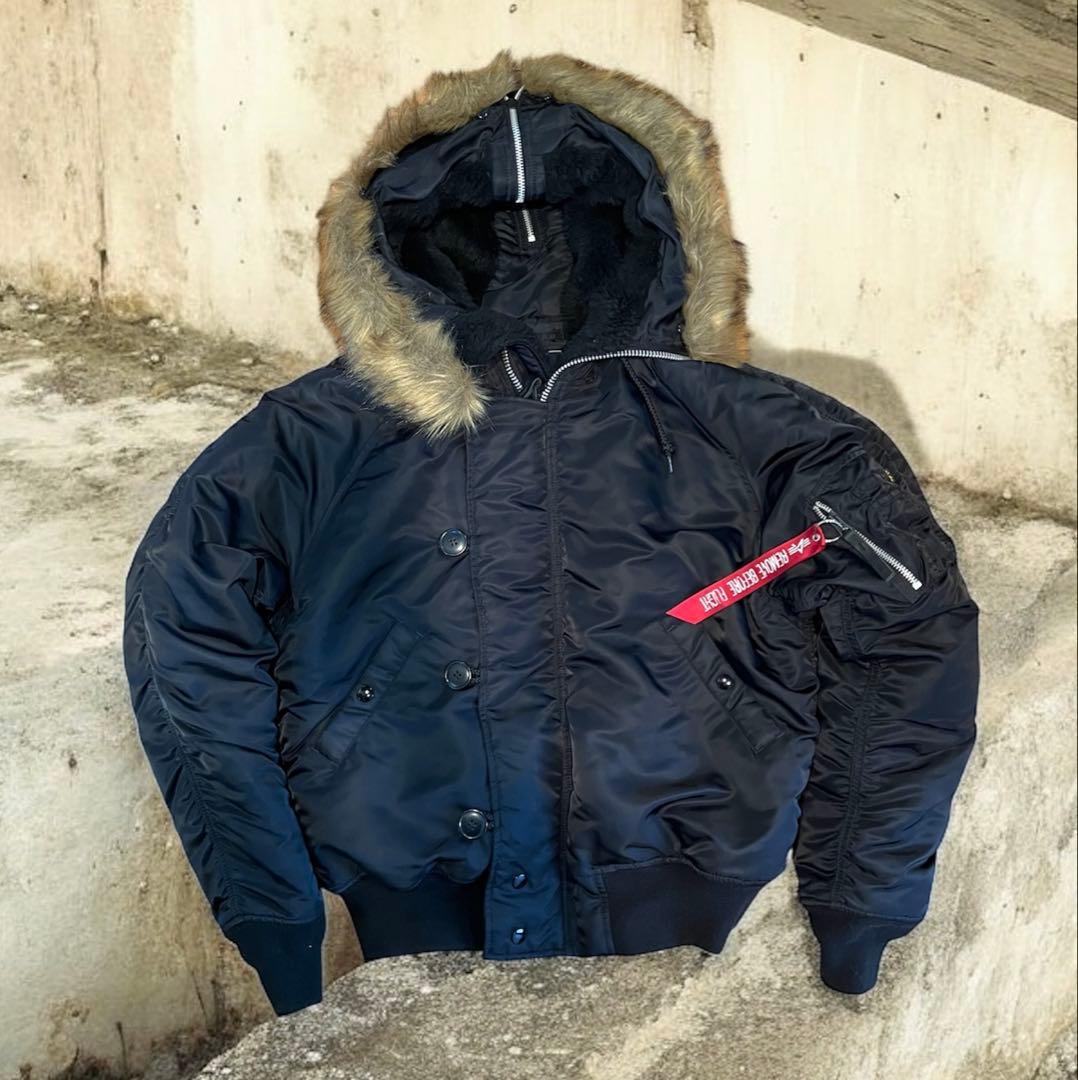 ALPHA N-2B フライトジャケット M 黒 ファー着脱可能 アルファ