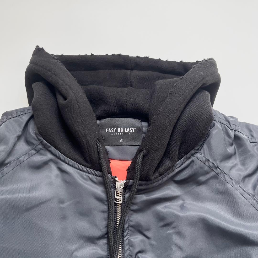ジャケット・アウター EASY NO EASY Destroyed Shirring Hood MA1