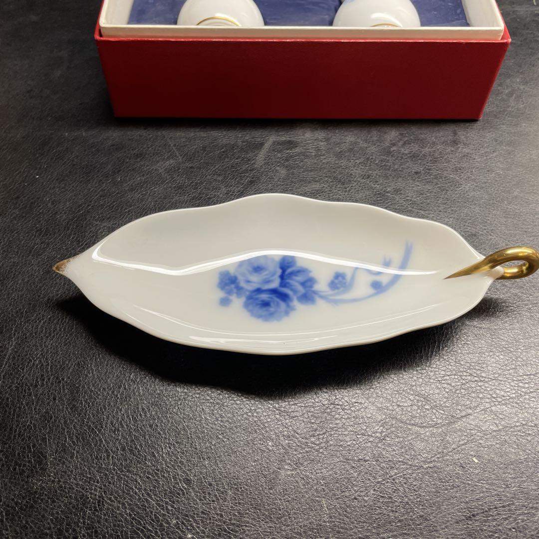 新品 未使用 大倉陶園 ブルーローズ レモントレイ 爪楊 調味料 入れ物