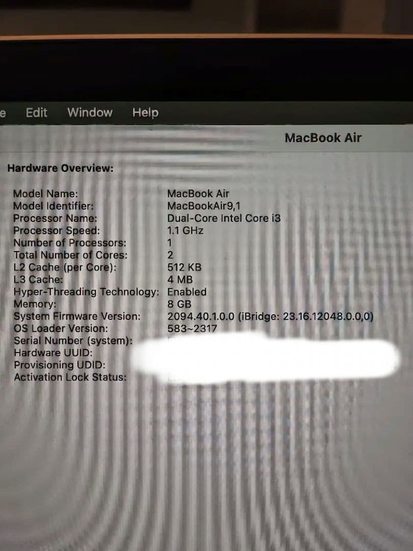 MacBook Air 13インチ 2020年 i3／8GB／256GB