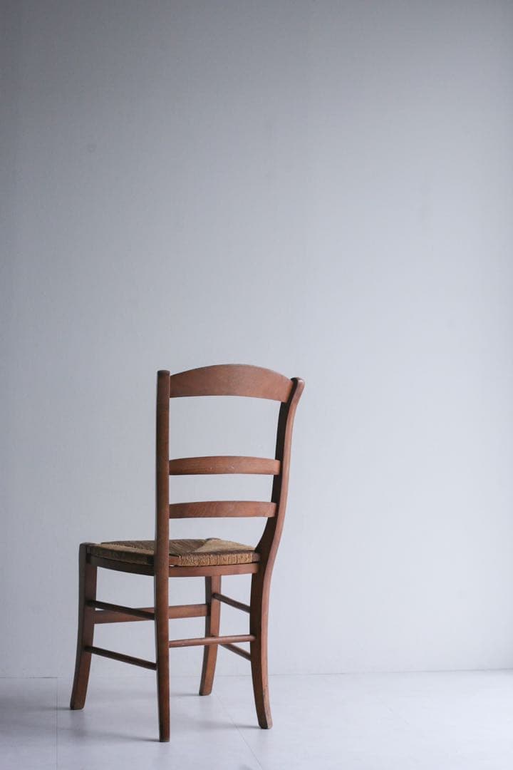 【SALE品】　フランス　ラッシュ編みチェア　無垢材　ダイニングチェア　古家具