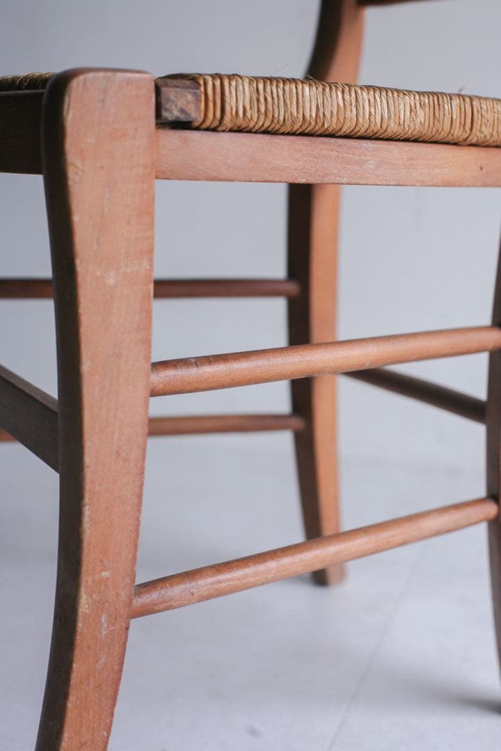 【SALE品】　フランス　ラッシュ編みチェア　無垢材　ダイニングチェア　古家具